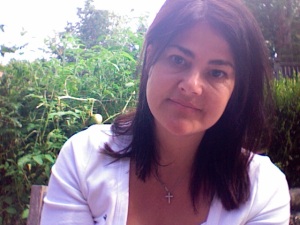 me in my garden, blogging
